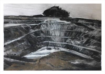 Hemerdon Open Pit Tungsten Mine by Kevin Tole, Drawing, Charcoal, Pastel and Mud