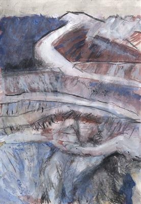 Pit Wall and Haul Road by Kevin Tole, Painting, Mixed Media on paper