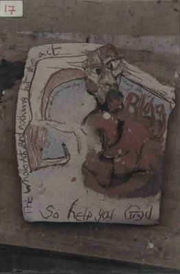 So Help You God - wallpiece by Kevin Tole, Ceramics, Stoneware heavily slipped and grogged