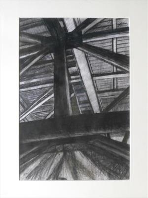 Under the Helideck II by Kevin Tole, Drawing, Charcoal and Pastel